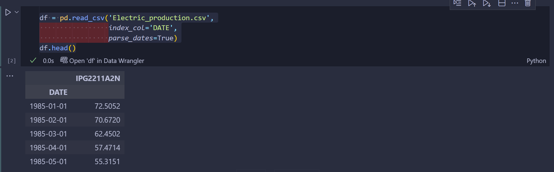 Вывод "шапки" данных в VS Code